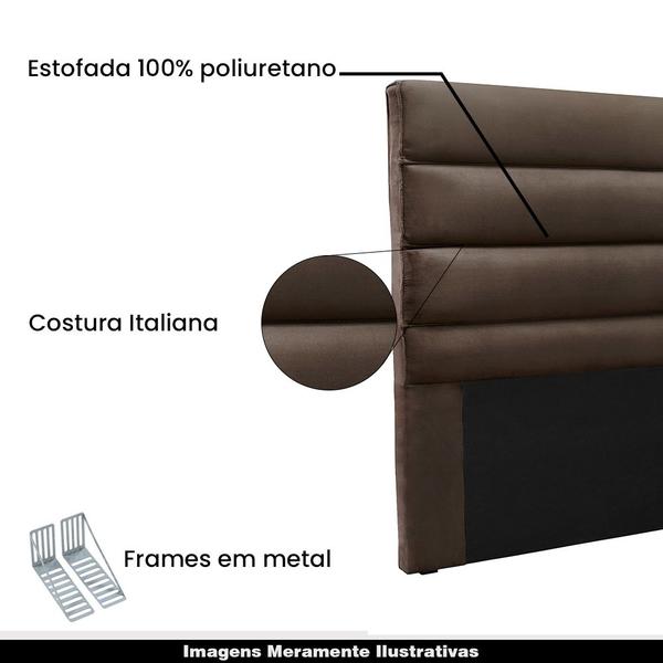 Imagem de Cabeceira Decorativa King Size 1,95M Guess Veludo Marrom G63 - Gran Belo