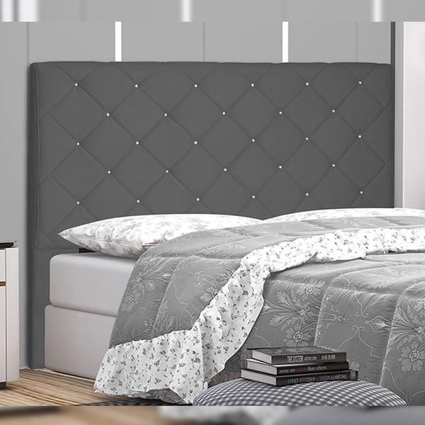 Imagem de Cabeceira Decorativa King Size 1,95M Tàzio Suede Cinza G63 - Gran Belo