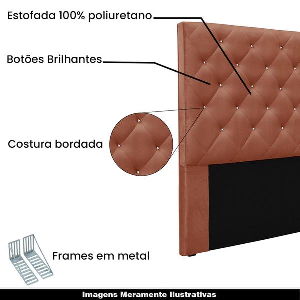 Imagem de Cabeceira Decorativa King Size 1,95M Tàzio Veludo Cobre G63 - Gran Belo