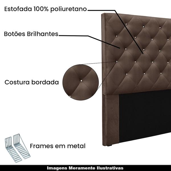 Imagem de Cabeceira Decorativa King Size 1,95M Tàzio Veludo Marrom G63 - Gran Belo