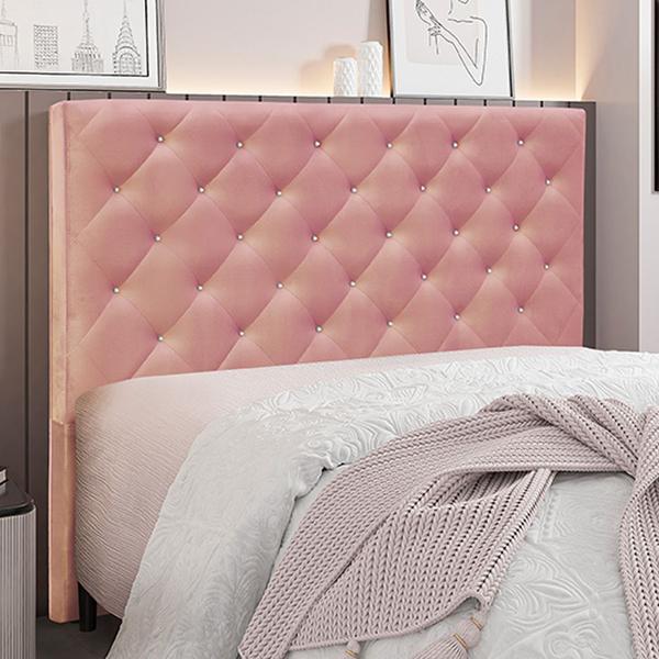 Imagem de Cabeceira Decorativa King Size 1,95M Tàzio Veludo Rosa G63 - Gran Belo