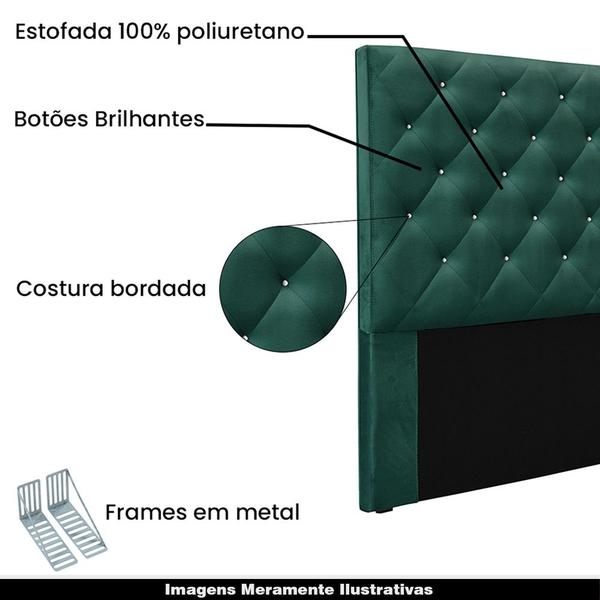 Imagem de Cabeceira Decorativa King Size 1,95M Tàzio Veludo Verde Floresta G63 - Gran Belo