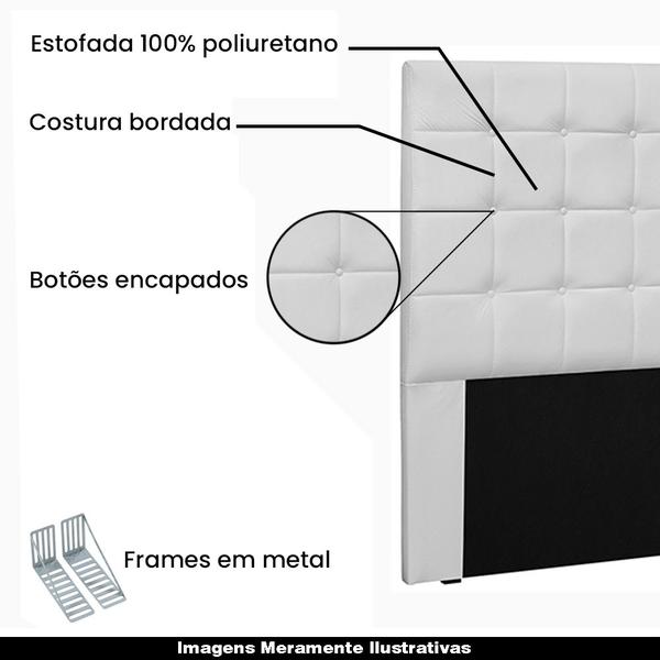 Imagem de Cabeceira Decorativa King Size 1,95M Tropea PU Branco G63 - Gran Belo