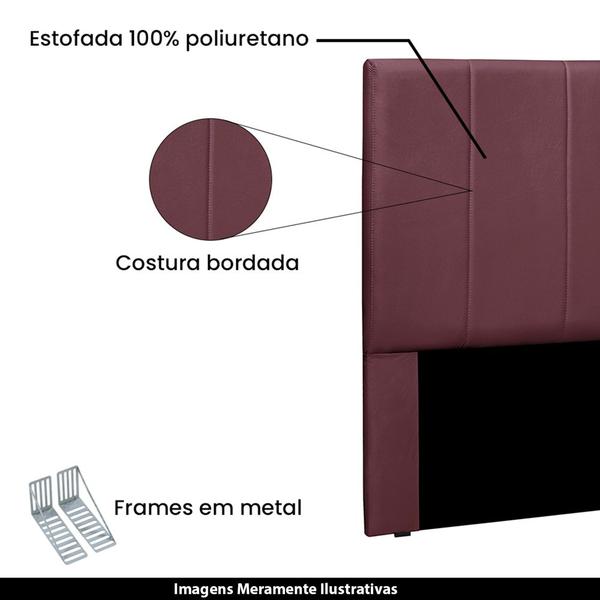 Imagem de Cabeceira Decorativa Queen Size 1,60M Erza Veludo Vinho G63 - Gran Belo