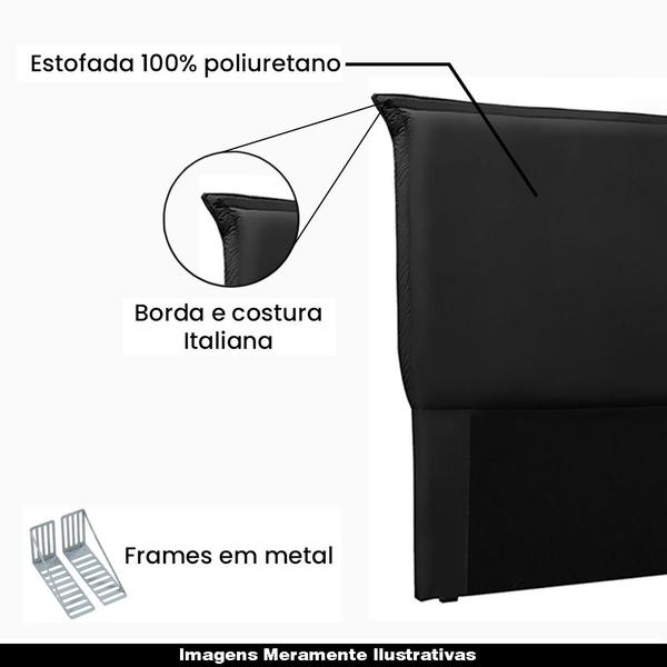 Imagem de Cabeceira Decorativa Queen Size 1,60M Trento PU Preto G63 - Gran Belo