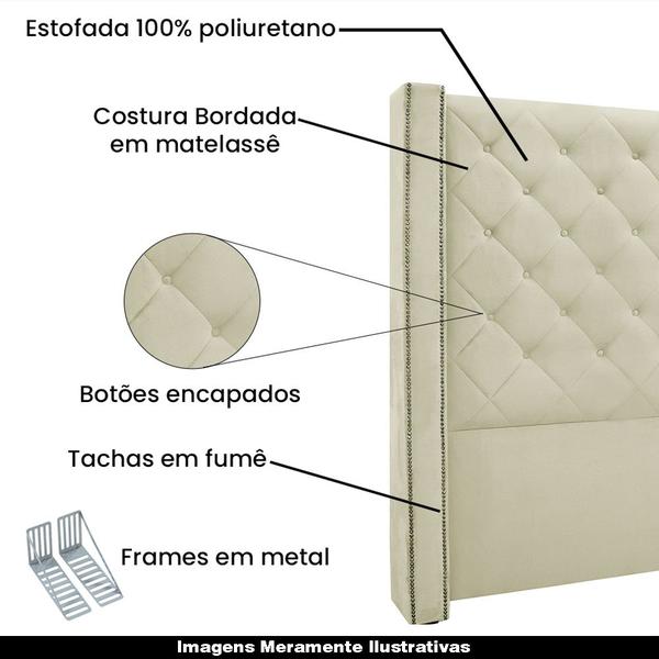 Imagem de Cabeceira Decorativa Queen Size 1,84M Loewe Veludo Bege G63 - Gran Belo