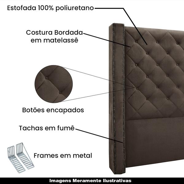 Imagem de Cabeceira Decorativa Queen Size 1,84M Loewe Veludo Marrom G63 - Gran Belo