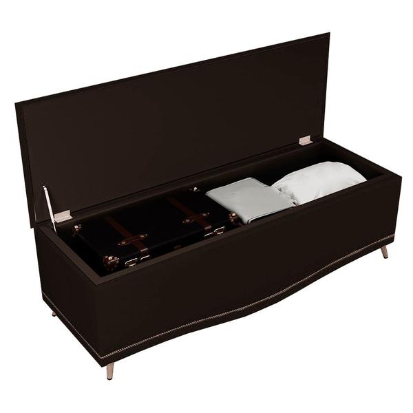 Imagem de Cabeceira e Calçadeira Baú Cama Box Casal Belize 140cm Veludo Chocolate - Desk Design