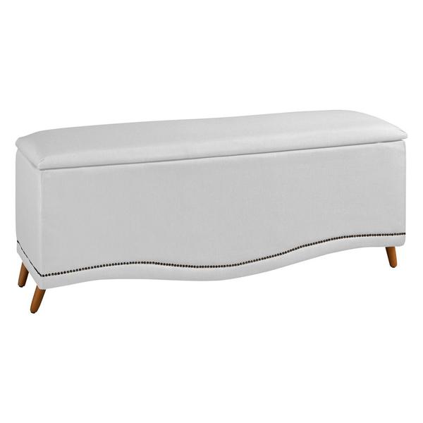 Imagem de Cabeceira e Calçadeira Baú Cama Box Casal King Size Belize 195cm Corano Branco - Desk Design