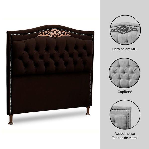 Imagem de Cabeceira e Calçadeira Baú Cama Box Casal Queen Size Belize 160cm Corano Marrom - Desk Design