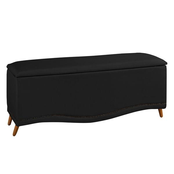 Imagem de Cabeceira e Calçadeira Baú Cama Box Casal Queen Size Belize 160cm Corano Preto - Desk Design