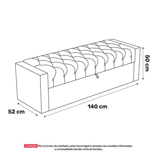 Imagem de Cabeceira e Calçadeira Báu Casal Padrão Atena 140cm Capitonê Linho Cacau - Desk Design