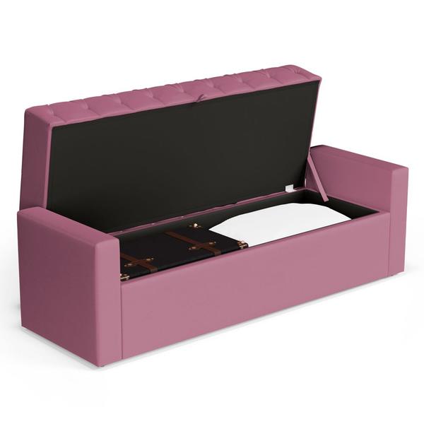 Imagem de Cabeceira e Calçadeira Báu Casal Padrão Atena 140cm Capitonê Suede Rosa - Desk Design