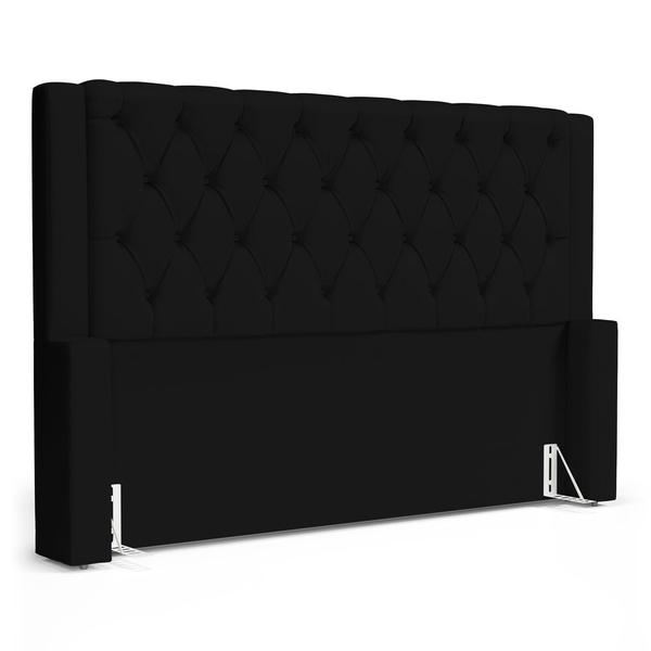 Imagem de Cabeceira e Calçadeira Báu Queen Size Atena 160cm Capitonê Suede Preto - Desk Design