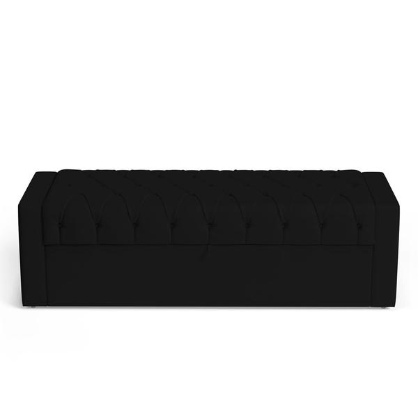 Imagem de Cabeceira e Calçadeira Báu Queen Size Atena 160cm Capitonê Suede Preto - Desk Design