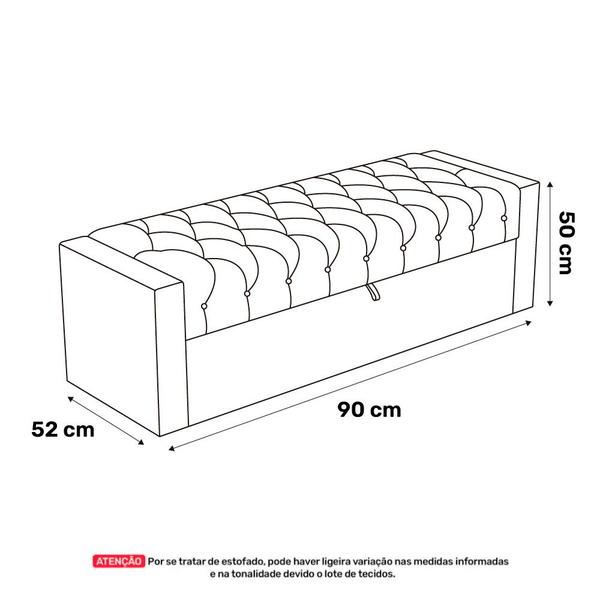 Imagem de Cabeceira e Calçadeira Báu Solteiro Atena 90cm Capitonê Suede Marrom - Desk Design