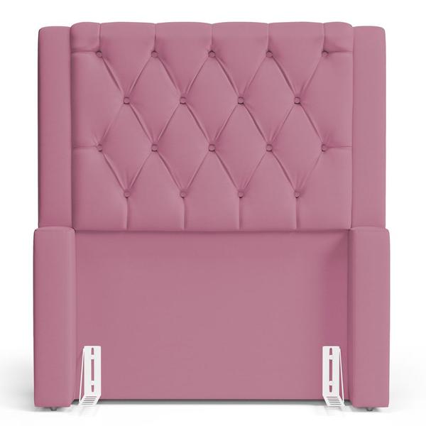 Imagem de Cabeceira e Calçadeira Báu Solteiro Atena 90cm Capitonê Suede Rosa - Desk Design