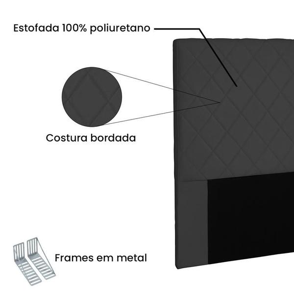 Imagem de Cabeceira Esmeralda Suede Preto Solteiro 0,90cm - Spezzia