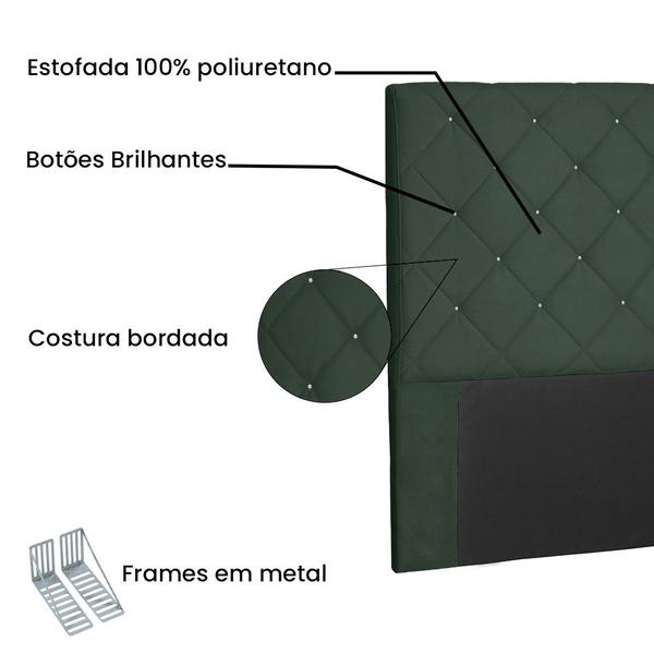 Imagem de Cabeceira Estofada 90 cm Glass Veludo Verde - Nexta Casa