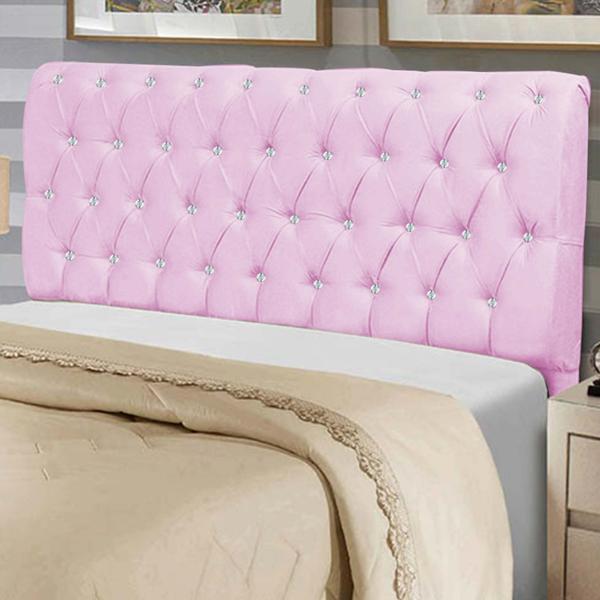 Imagem de Cabeceira Estofada Alice 160CM Queen Strass material sintético Rosa - D A DECOR