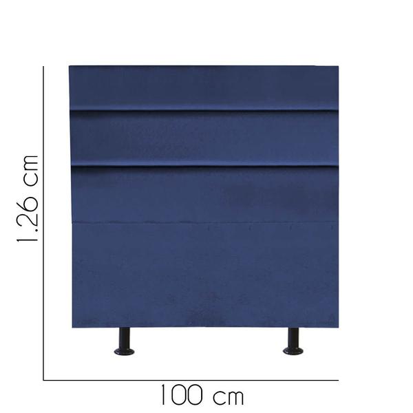 Imagem de Cabeceira Estofada Argentina 100cm Solteiro Para Cama Box Quarto Suede Azul Marinho - Gat Magazine