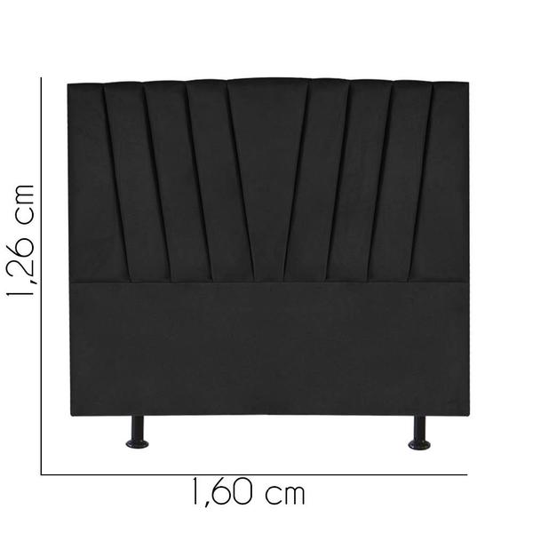 Imagem de Cabeceira Estofada Bélgica 160cm Queen Size Para Cama Box Quarto Suede Preto - Ahazzo Móveis