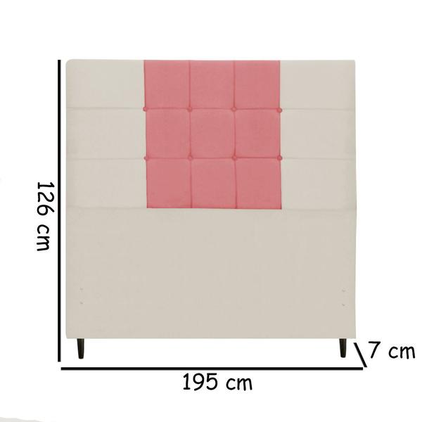 Imagem de Cabeceira Estofada Box Casal King Size Encosto Para Cama Maveric 195x126 CM Composê Bege/ Rosa