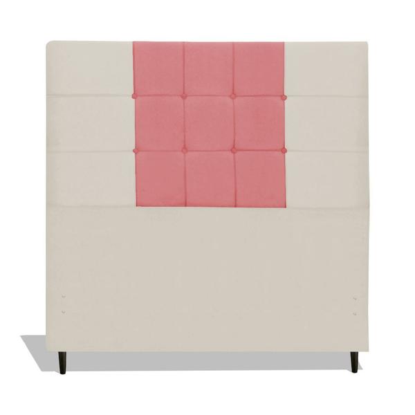 Imagem de Cabeceira Estofada Box Casal King Size Encosto Para Cama Maveric 195x126 CM Composê Bege/ Rosa