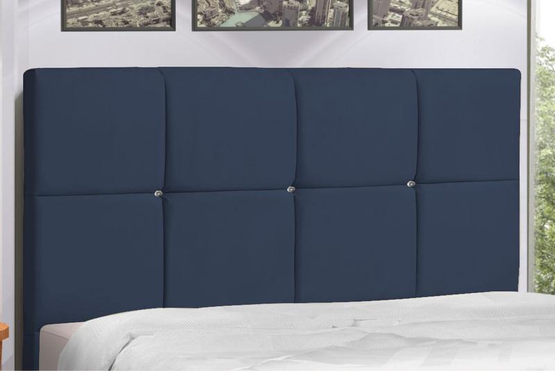 Imagem de Cabeceira Estofada Box Casal King Size Encosto Para Cama Paris 195x126 CM Azul Marinho JBE Móveis