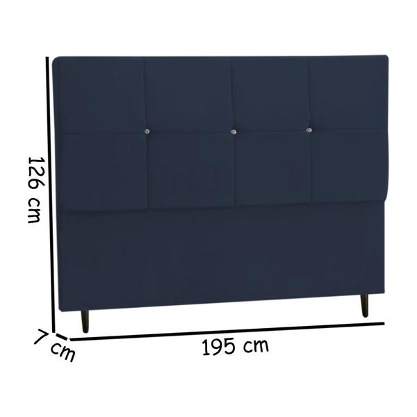 Imagem de Cabeceira Estofada Box Casal King Size Encosto Para Cama Paris 195x126 CM Azul Marinho JBE Móveis