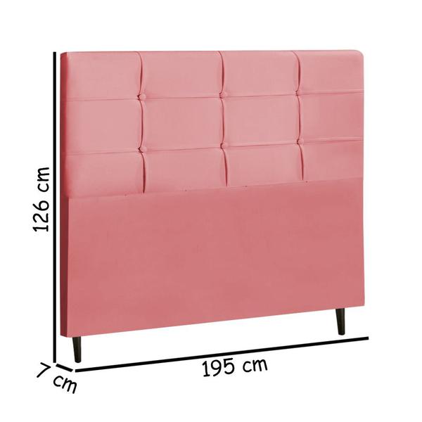 Imagem de Cabeceira Estofada Box Casal King Size Encosto Para Cama Style 195x126 CM Rosa JBE Móveis