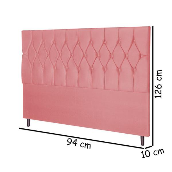 Imagem de Cabeceira Estofada Box Solteiro Encosto Para Cama Madri 94x126 Rosa JBE Móveis