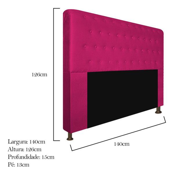 Imagem de Cabeceira Estofada Brenda 140 cm para Cama Casal com Botonê  Suede Pink - Damaffê Móveis