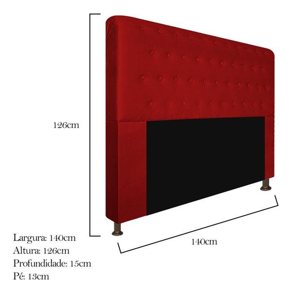 Imagem de Cabeceira Estofada Brenda 140 cm para Cama Casal com Botonê  Suede Vermelho