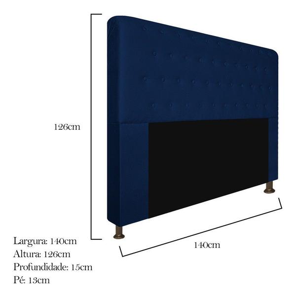 Imagem de Cabeceira Estofada Brenda 140cm para Cama Casal Botonê Suede Azul Marinho