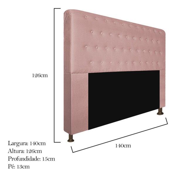 Imagem de Cabeceira Estofada Brenda 140cm para Cama Casal Botonê Suede Rose Gold - KDAcanto Móveis