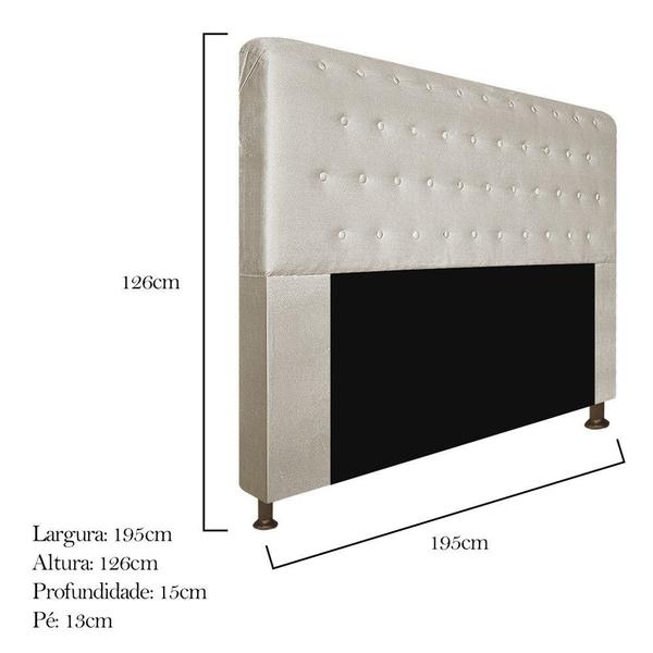 Imagem de Cabeceira Estofada Brenda 195 cm para Cama King Size com Botonê Suede Bege