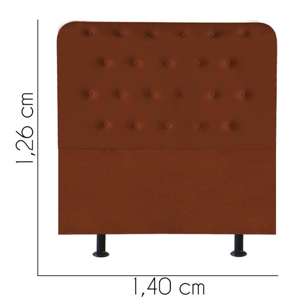 Imagem de Cabeceira Estofada Brenda Capitonê 140 cm Casal Quarto para Cama Box Suede Terracota - KDAcanto Móveis