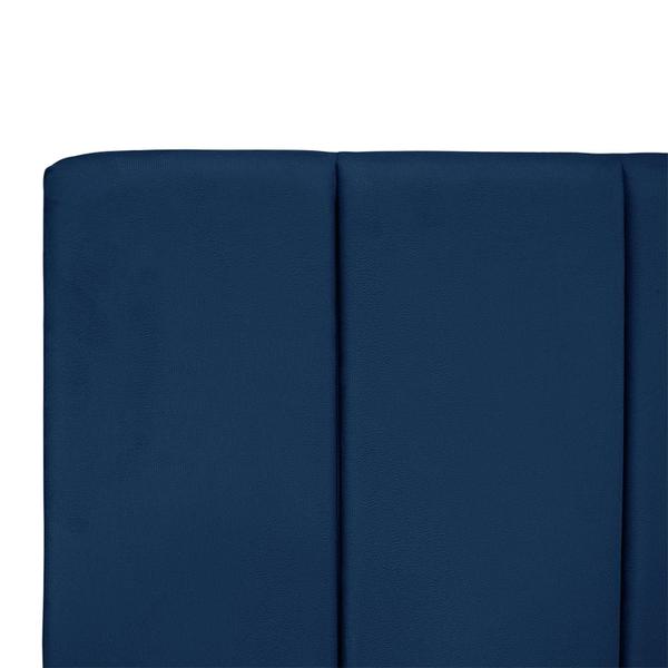 Imagem de Cabeceira Estofada Cama Box Casal 140 cm Carla Premium  - Veludo Azul Marinho