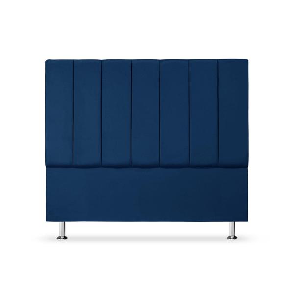 Imagem de Cabeceira Estofada Cama Box Casal 140 cm Carla Premium  - Veludo Azul Marinho