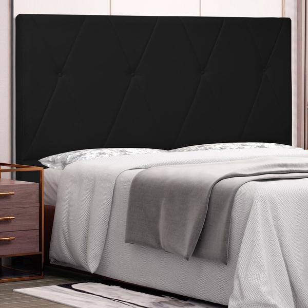 Imagem de Cabeceira Estofada Cama Box Casal Aquilla 140cm Corano Preto - Desk Design