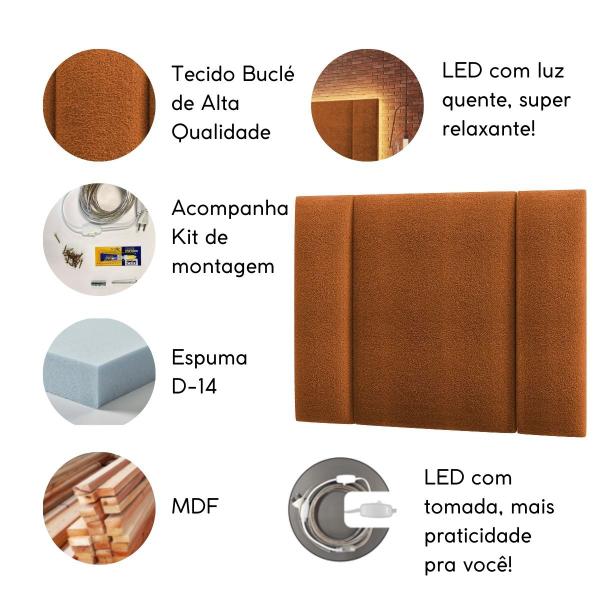 Imagem de Cabeceira Estofada Cama Box Casal com LED Star 140 cm