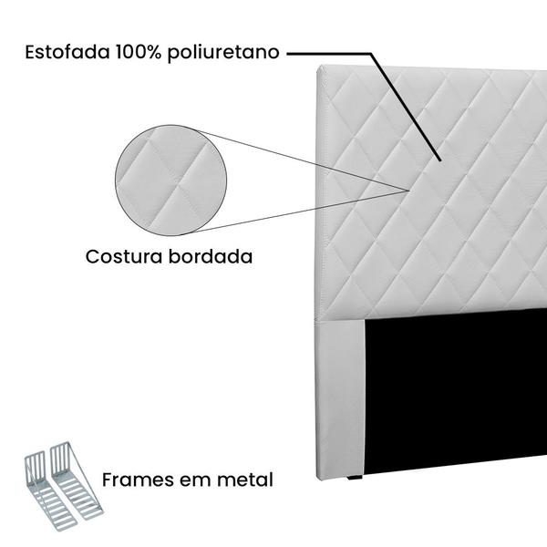 Imagem de Cabeceira Estofada Cama Box Casal Esmeralda 140cm Corano Branco - Desk Design