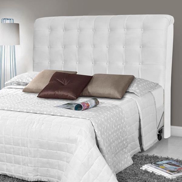 Imagem de Cabeceira Estofada Cama Box Casal King Louise 195cm Corano Branco - Desk Design