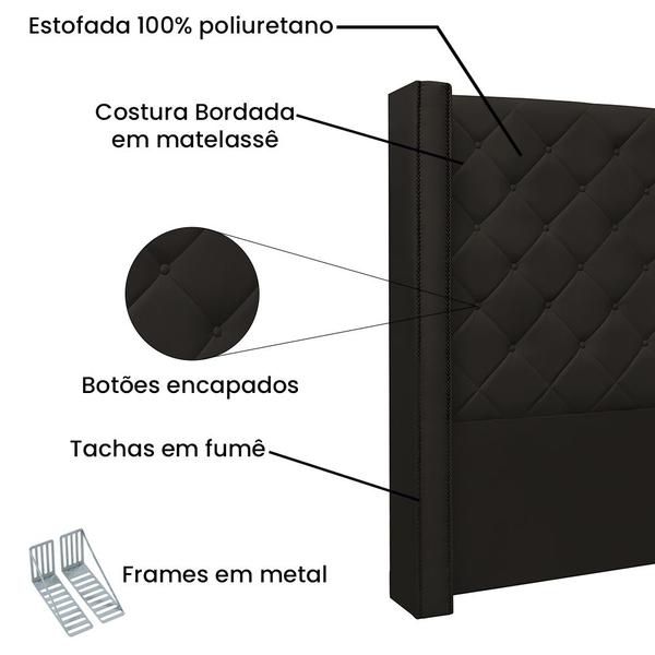 Imagem de Cabeceira Estofada Cama Box Casal King Size Alteza 195cm Corano Marrom - Abmaza