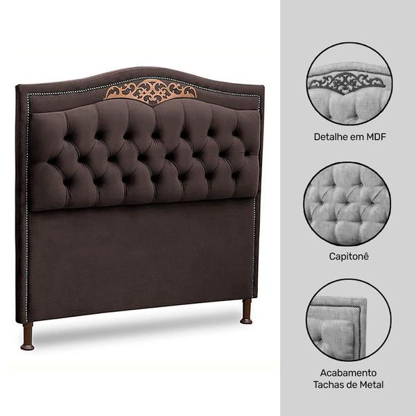 Imagem de Cabeceira Estofada Cama Box Casal King Size Belize 195cm Veludo Chocolate - Desk Design