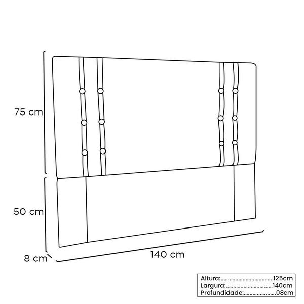 Imagem de Cabeceira Estofada Cama Box Casal Monreale 140cm Suede Preto - Desk Design