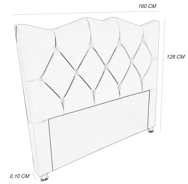 Imagem de Cabeceira estofada cama box casal para quarto Queen Paloma 160 cm Branco Sintético-Anchar Estofados