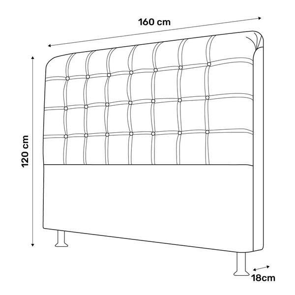 Imagem de Cabeceira Estofada Cama Box Casal Queen Louise 160cm Suede Marfim - Abmaza