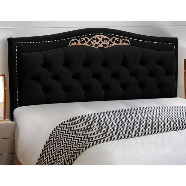 Imagem de Cabeceira Estofada Cama Box Casal Queen Size Belize 160cm Corano Preto - Abmaza